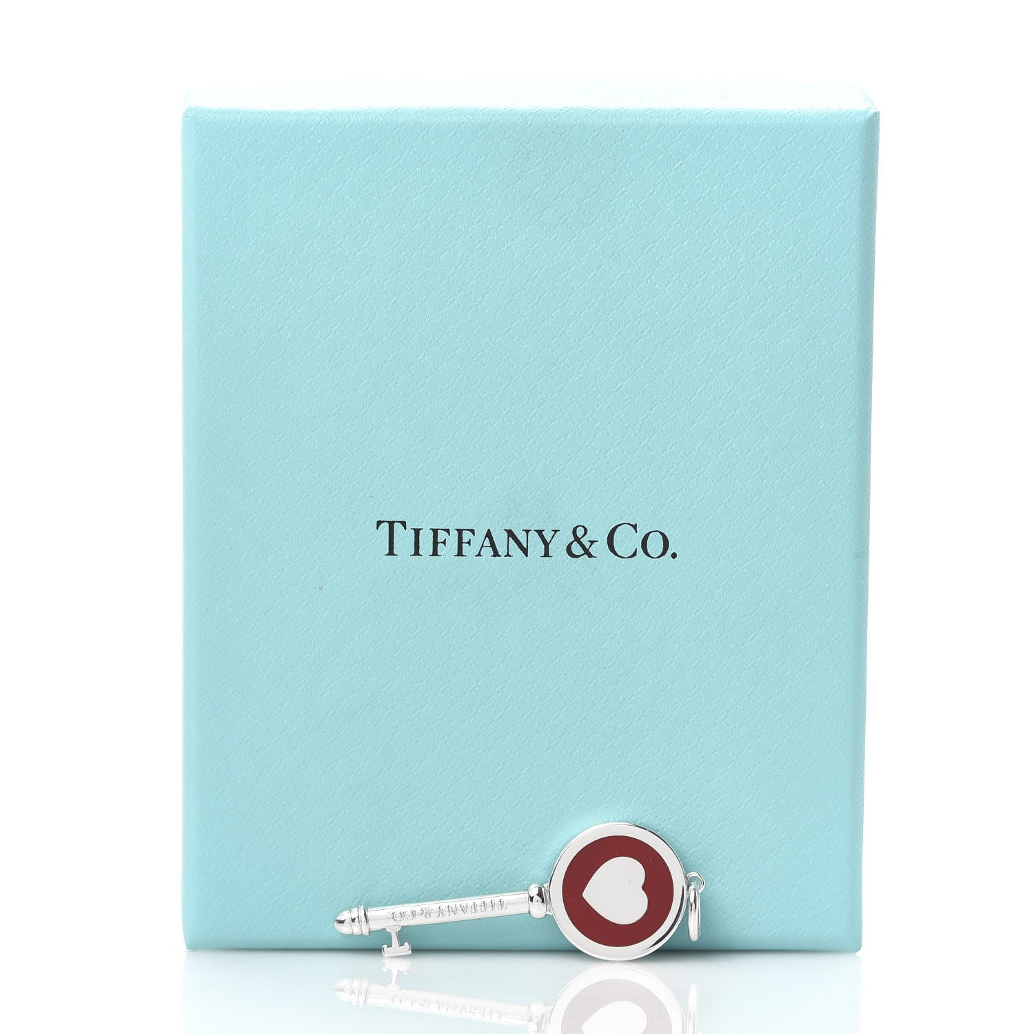 Tiffany Sterling Silver Enamel Heart Key Pendant Red 4 of 4