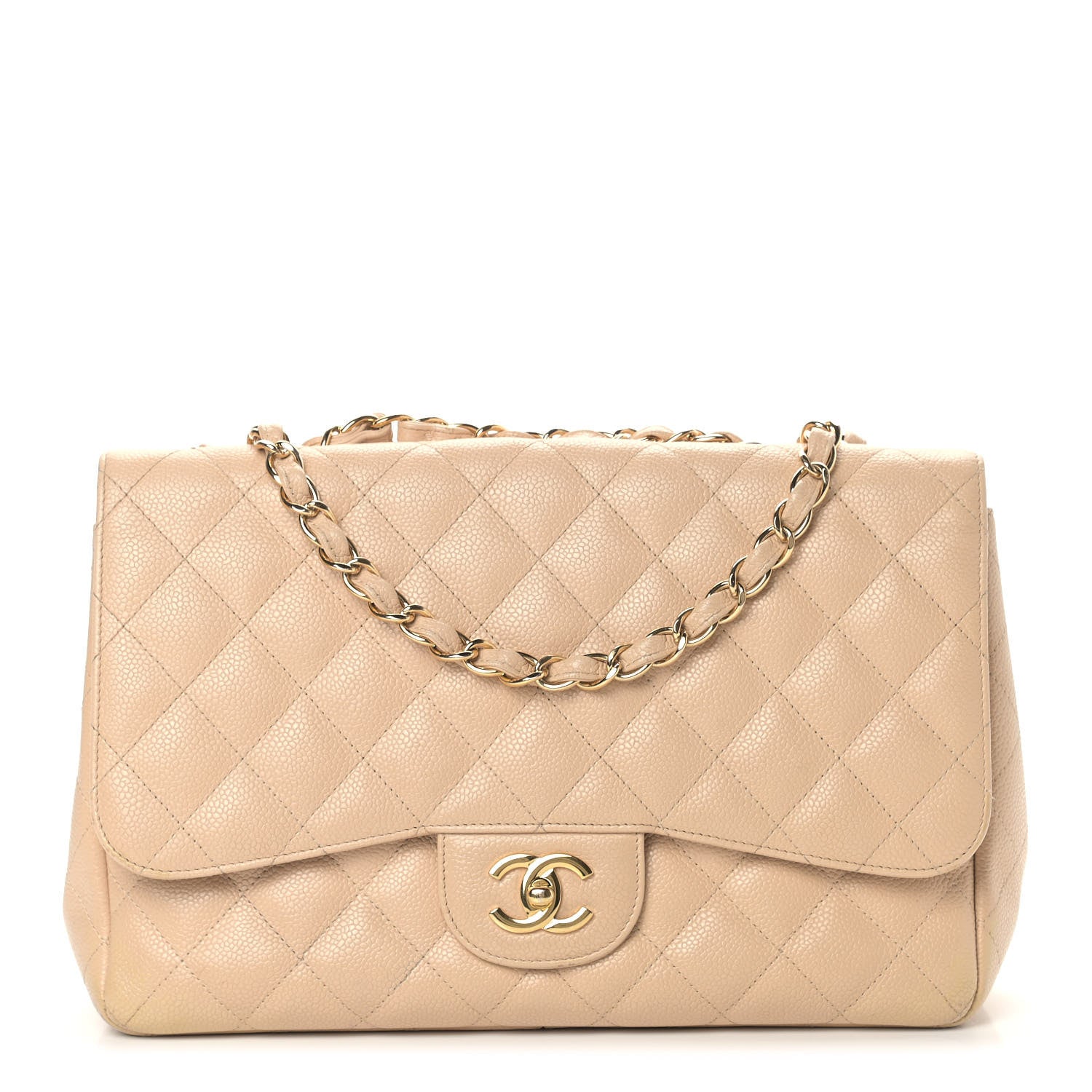 Chanel Caviar Quilted Jumbo Single Flap Beige Clair 1 of 16
