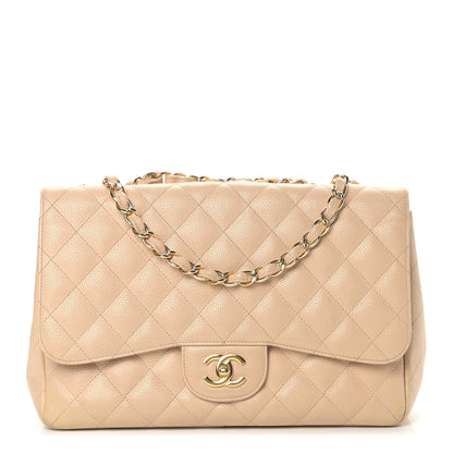 Chanel Caviar Quilted Jumbo Single Flap Beige Clair 1 of 16