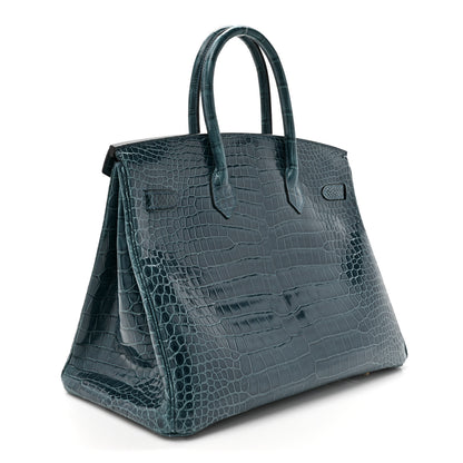 Hermes Shiny Porosus Crocodile Birkin 35 Colvert 3 of 11