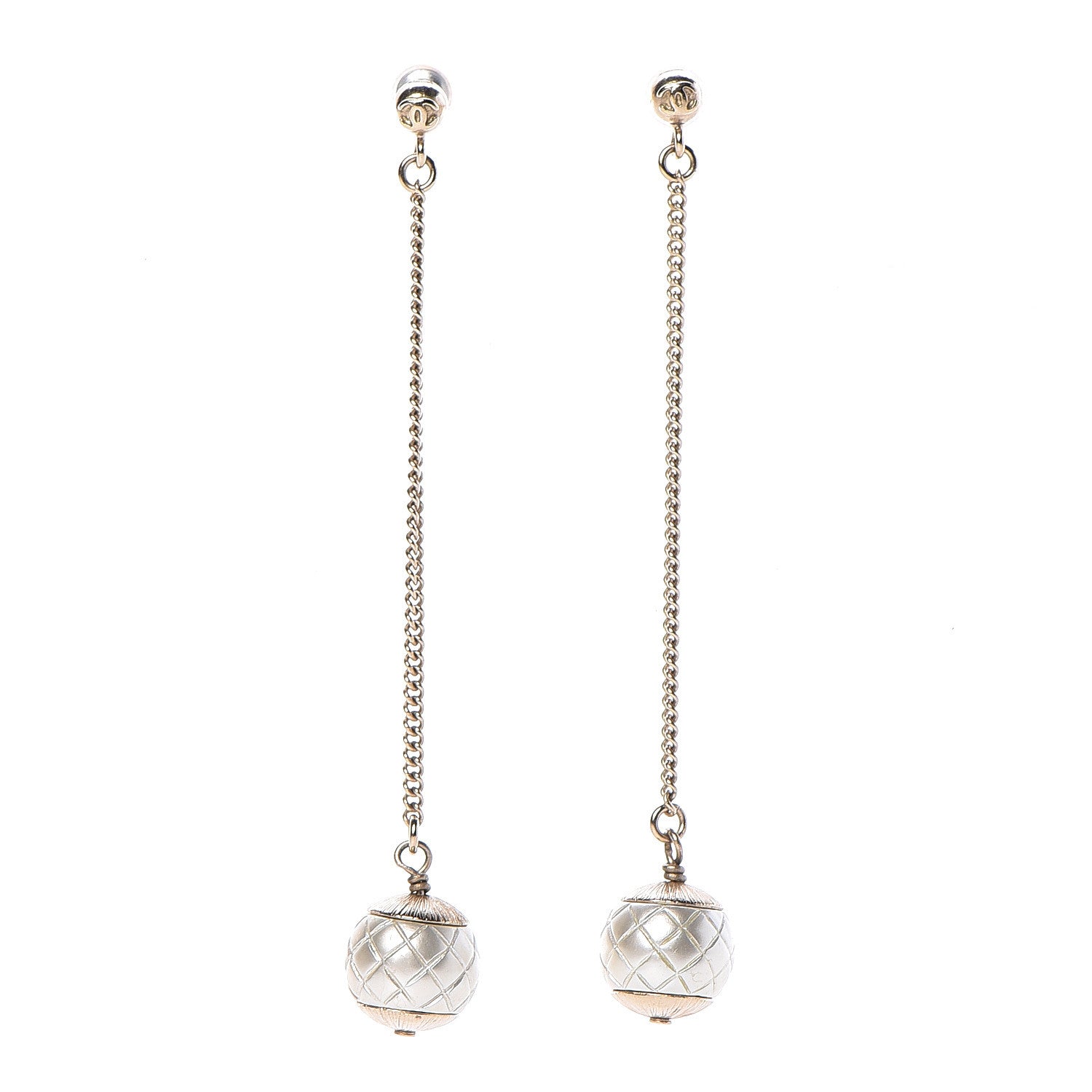 Chanel Pearl Dangle Earrings Gold 1 of 5
