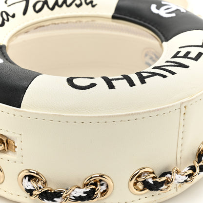Chanel Lambskin Coco Lifesaver Round Bag Black White 13 of 15