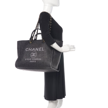Chanel Woven Straw Raffia Large Deauville Tote Black 3 of 12