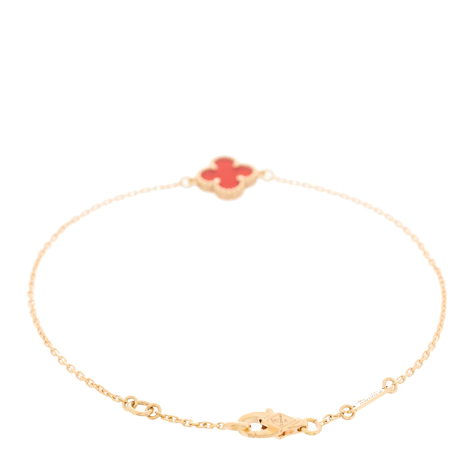 Van Cleef & Arpels 18K Rose Gold Carnelian Sweet Alhambra Bracelet 3 of 5
