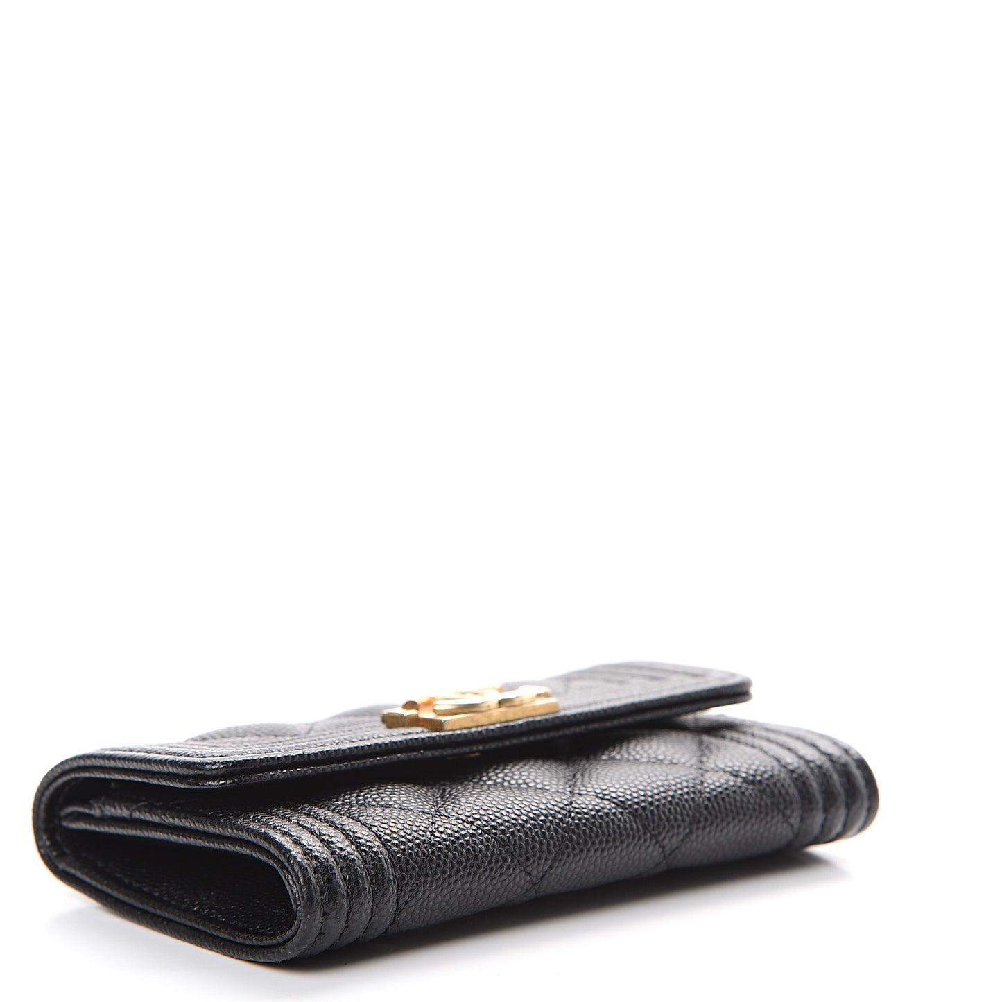 Caviar Quilted Boy Flap Card Holder Black