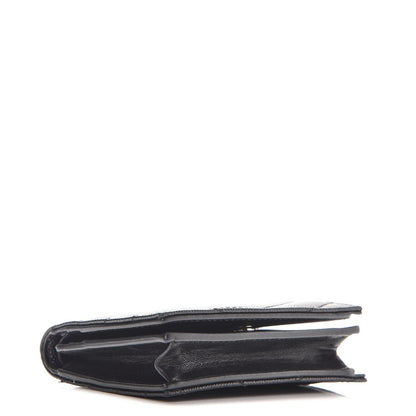 Saint Laurent Grain De Poudre Matelasse Chevron Monogram Card Case Black 4 of 8