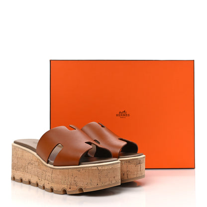 Hermes Calfskin Cork Eze 30 Sandals 38 Marron Glaise 9 of 9