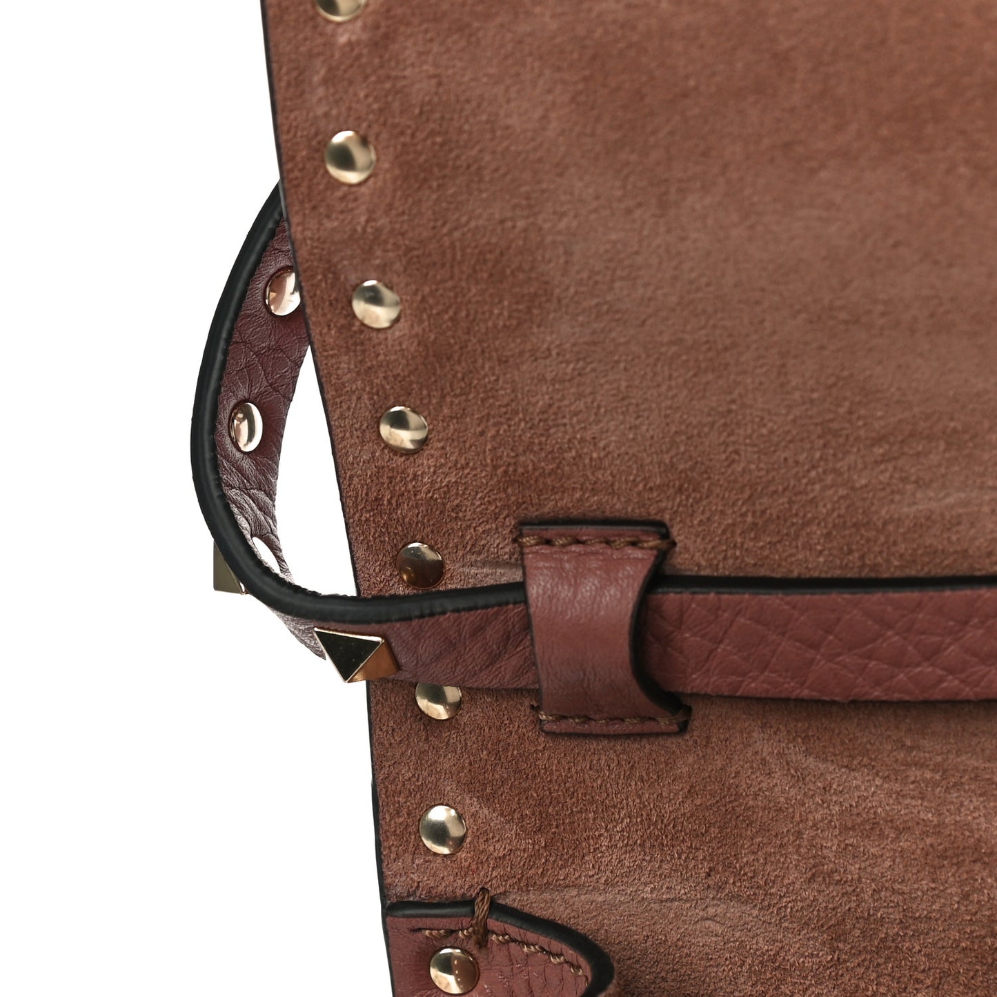 Pebbled Calfskin Medium Rockstud Flip Lock Crossbody Bag Dark Nude