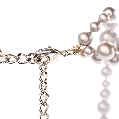 Chanel Pearl CC Multi Strand Long Necklace Golden Beige 4 of 5