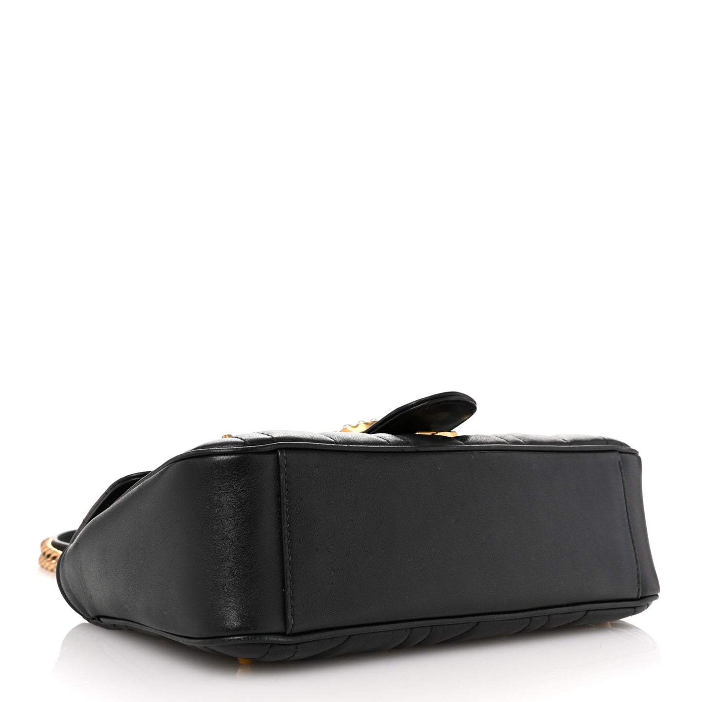 Calfskin Matelasse Studded Small Pearly GG Marmont Shoulder Bag Black