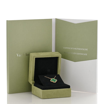 Van Cleef & Arpels 18K Yellow Gold Malachite Vintage Alhambra Pendant Necklace 4 of 4