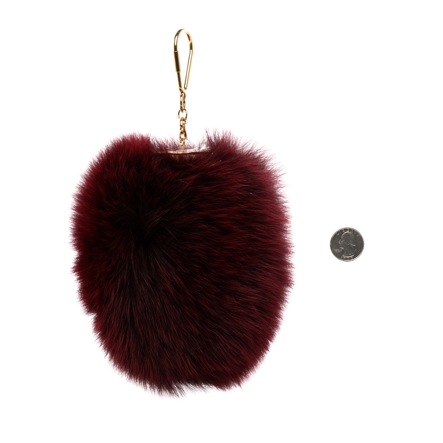 Fox Fur Fuzzy V Bag Charm Amarante