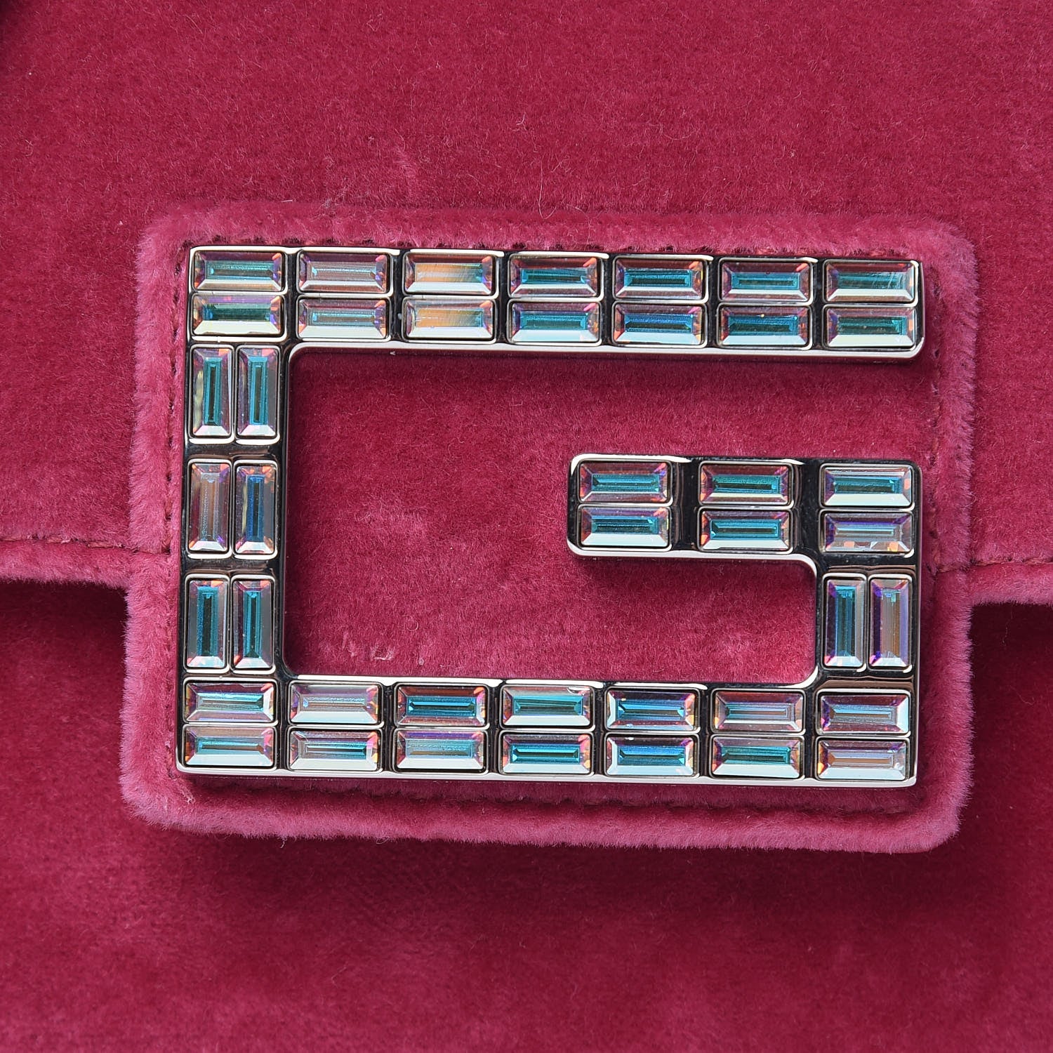 Gucci Velvet Crystal Square G Shoulder Bag Light Raspberry Rose 8 of 10