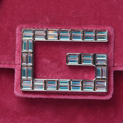 Gucci Velvet Crystal Square G Shoulder Bag Light Raspberry Rose 8 of 10