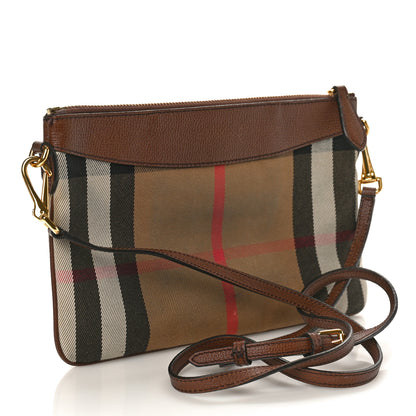 Burberry House Check Derby Peyton Crossbody Clutch Bag Tan 3 of 9