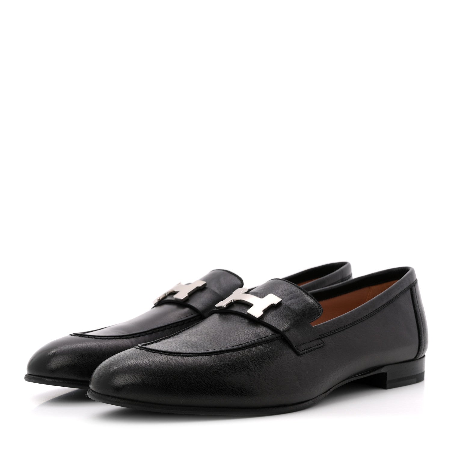 Hermes Goatskin Womens Paris Loafers 40.5 Black 4 of 10