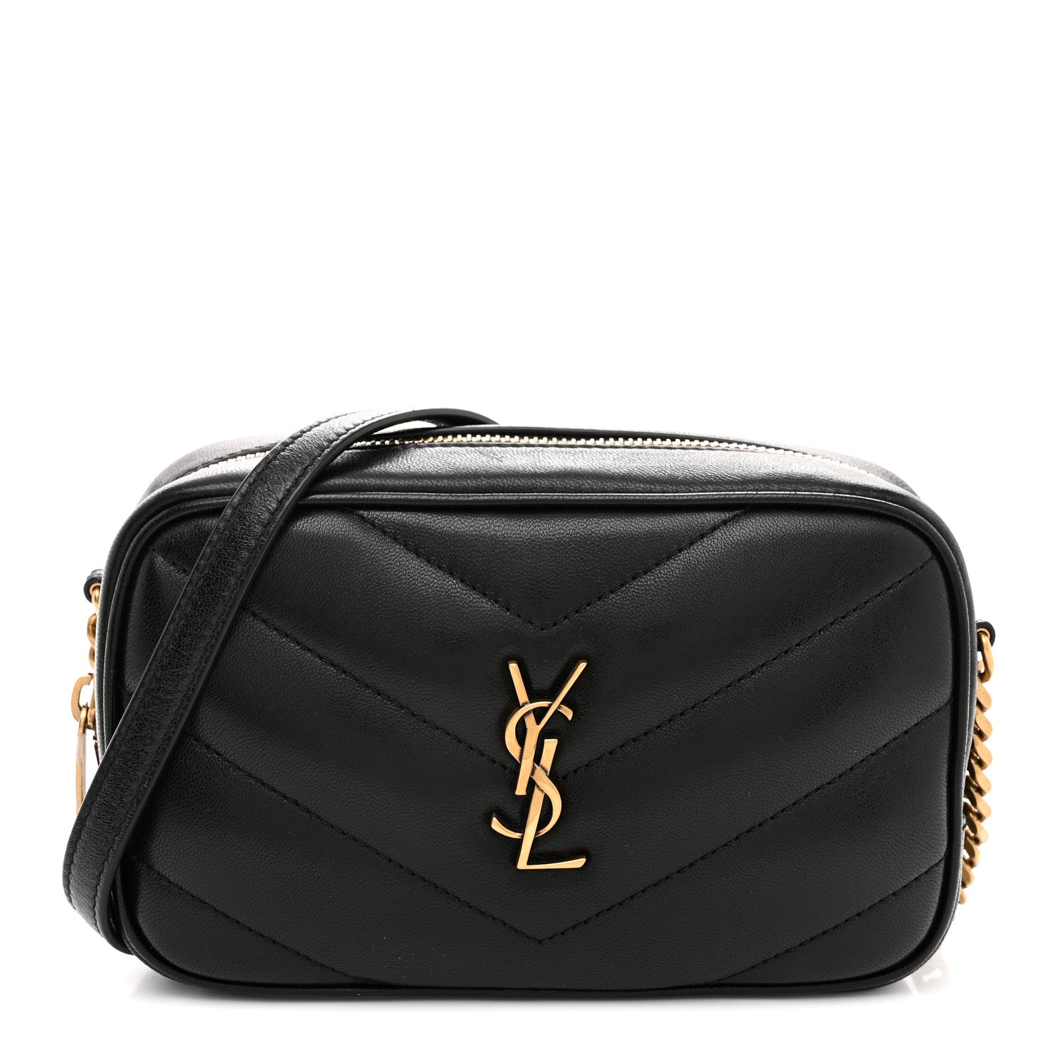 Saint Laurent Lambskin Matelasse Monogram Mini Loulou Camera Bag Black 1 of 10