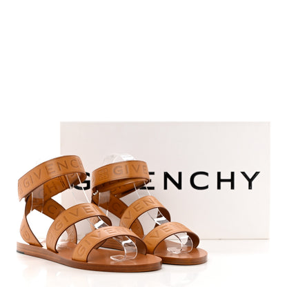 Givenchy Calfskin Logo Ankle Strap Sandals 37.5 Brown 10 of 10