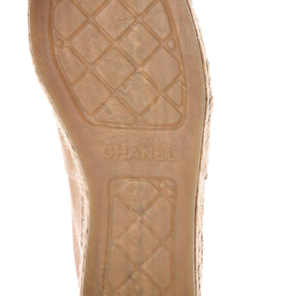 Chanel Lambskin CC Espadrilles 37 Beige Black 6 of 10