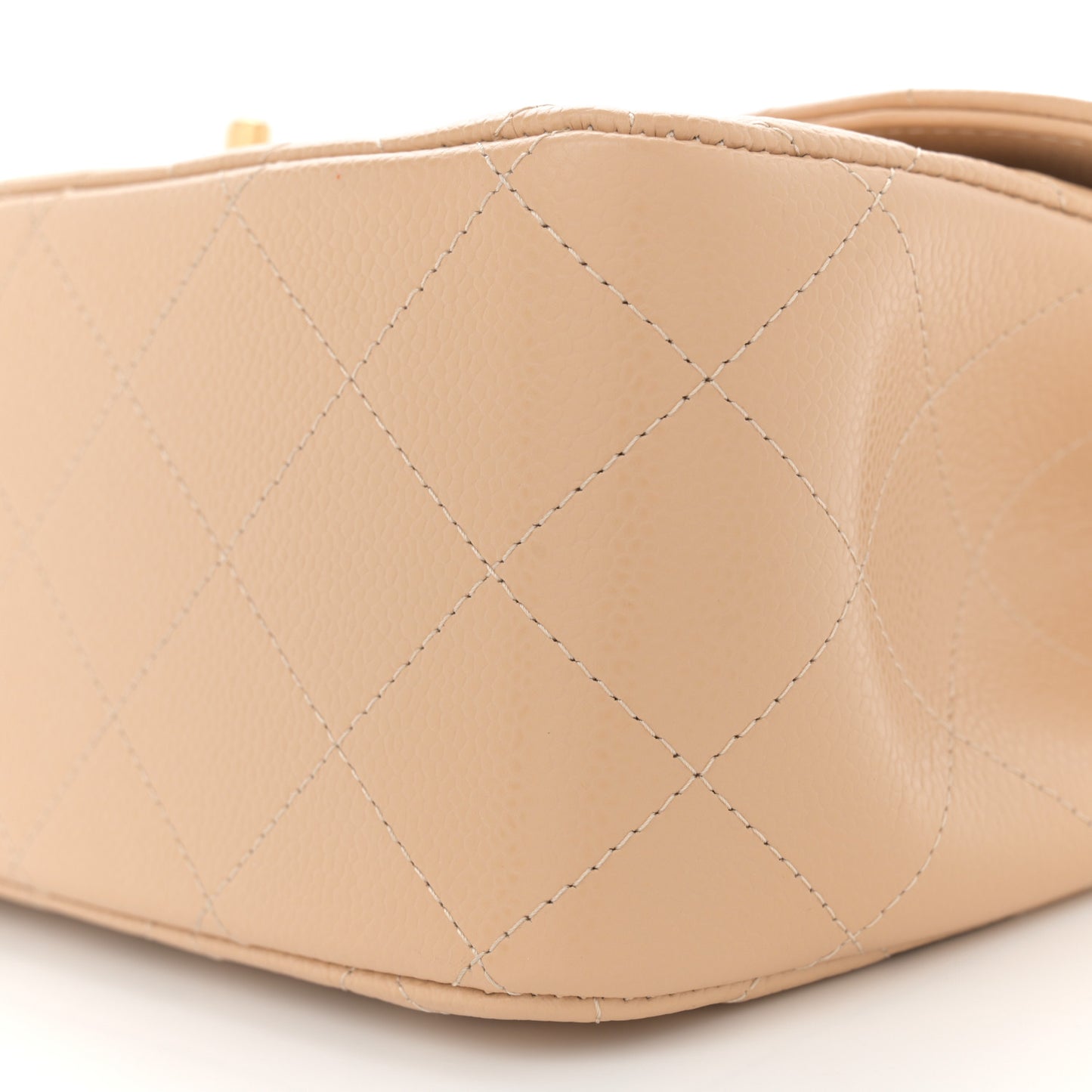 Caviar Quilted Jumbo Double Flap Beige