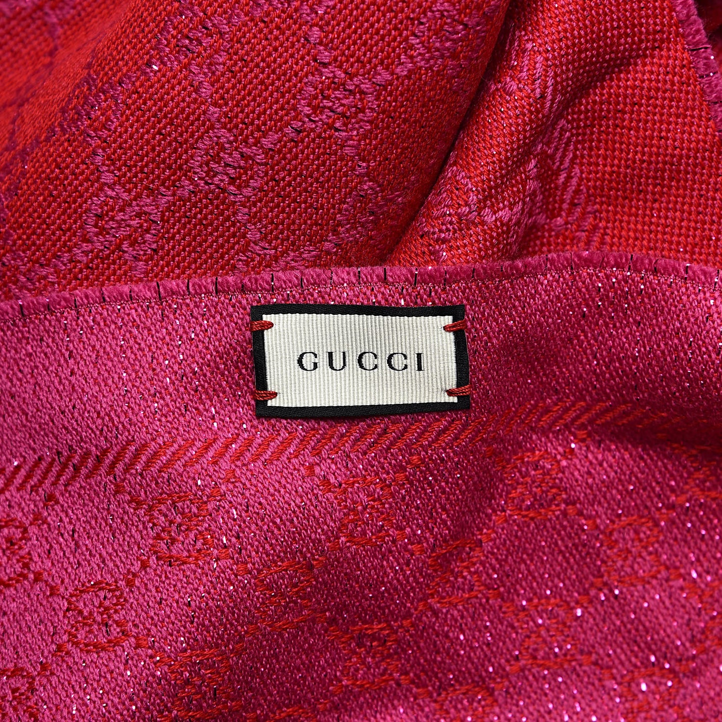 Wool Silk Jacquard GG Monogram Stenix Scarf Red Pink Red