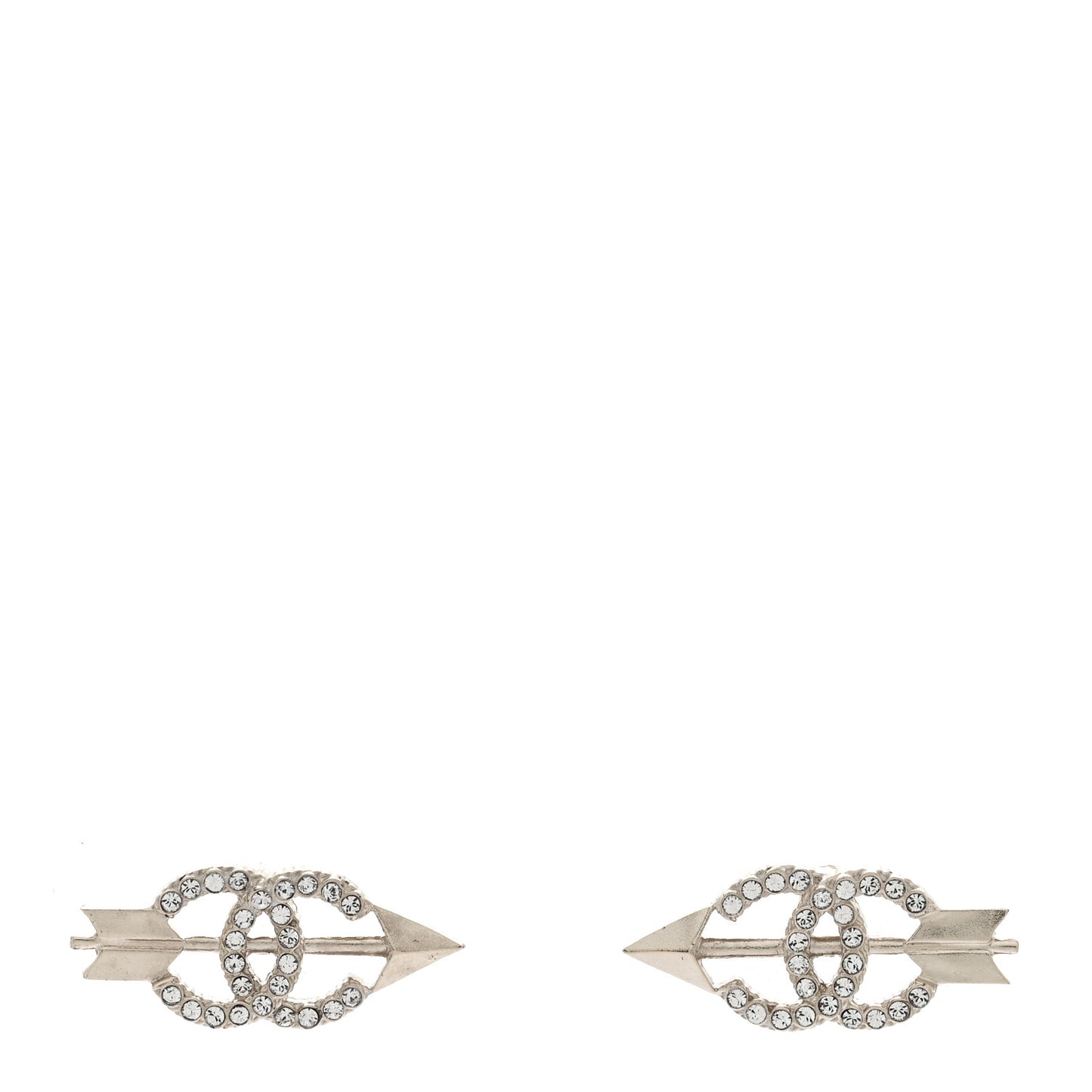Metal Crystal CC Arrow Earrings Gold
