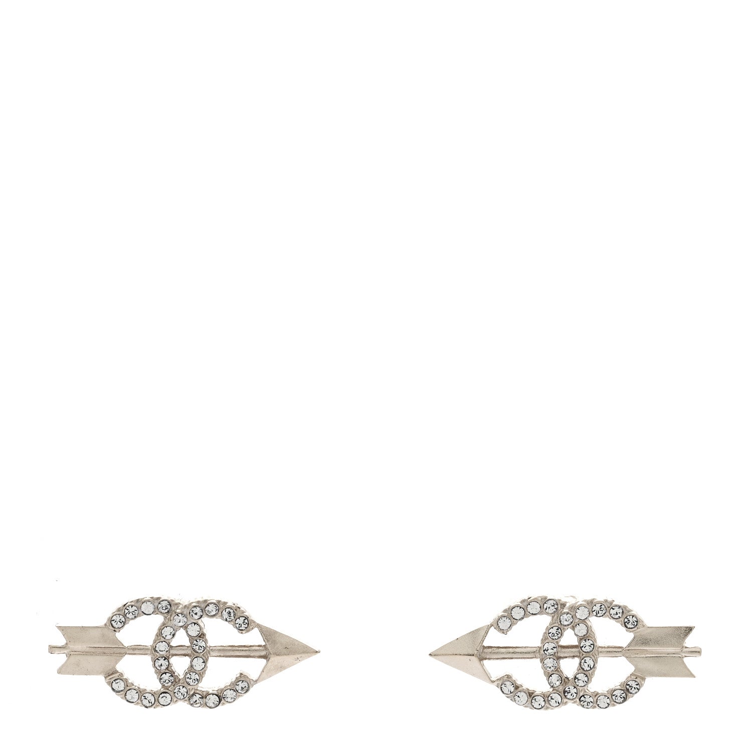 Chanel Metal Crystal CC Arrow Earrings Gold 1 of 5