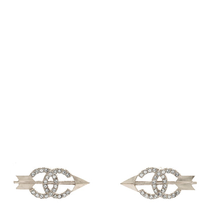 Chanel Metal Crystal CC Arrow Earrings Gold 1 of 5