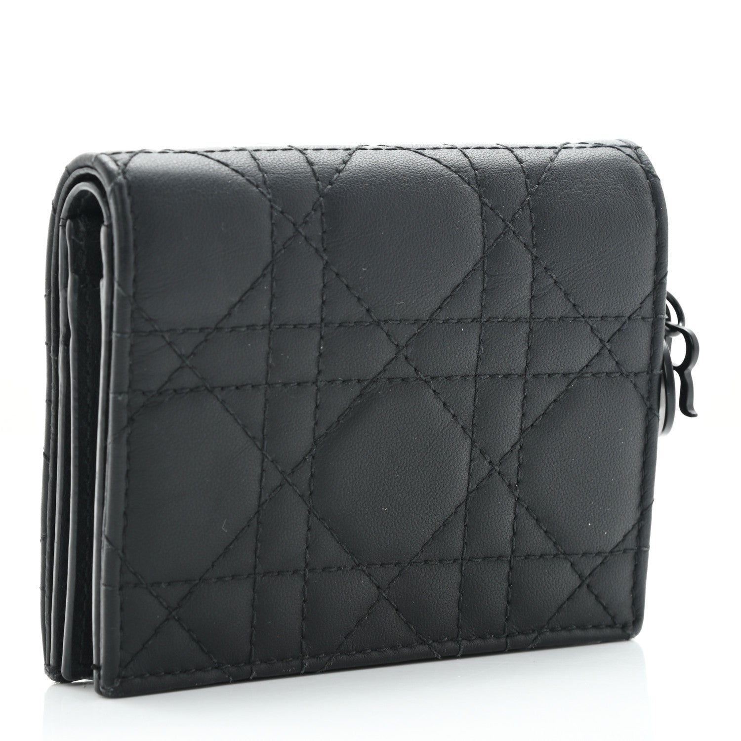 Christian Dior Lambskin Cannage Mini Lady Dior Wallet Black 3 of 7