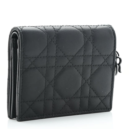 Christian Dior Lambskin Cannage Mini Lady Dior Wallet Black 3 of 7