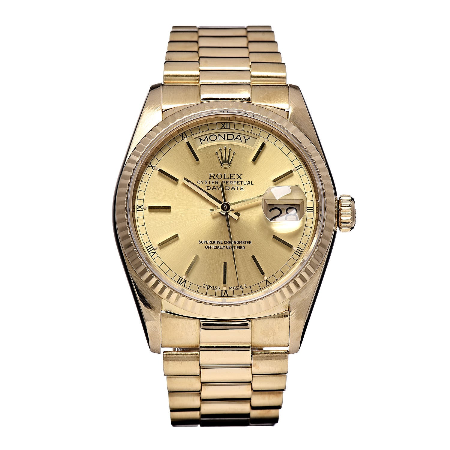 Rolex 18K Yellow Gold 36mm Oyster Perpetual Day-Date President Watch Champagne 18038 1 of 7