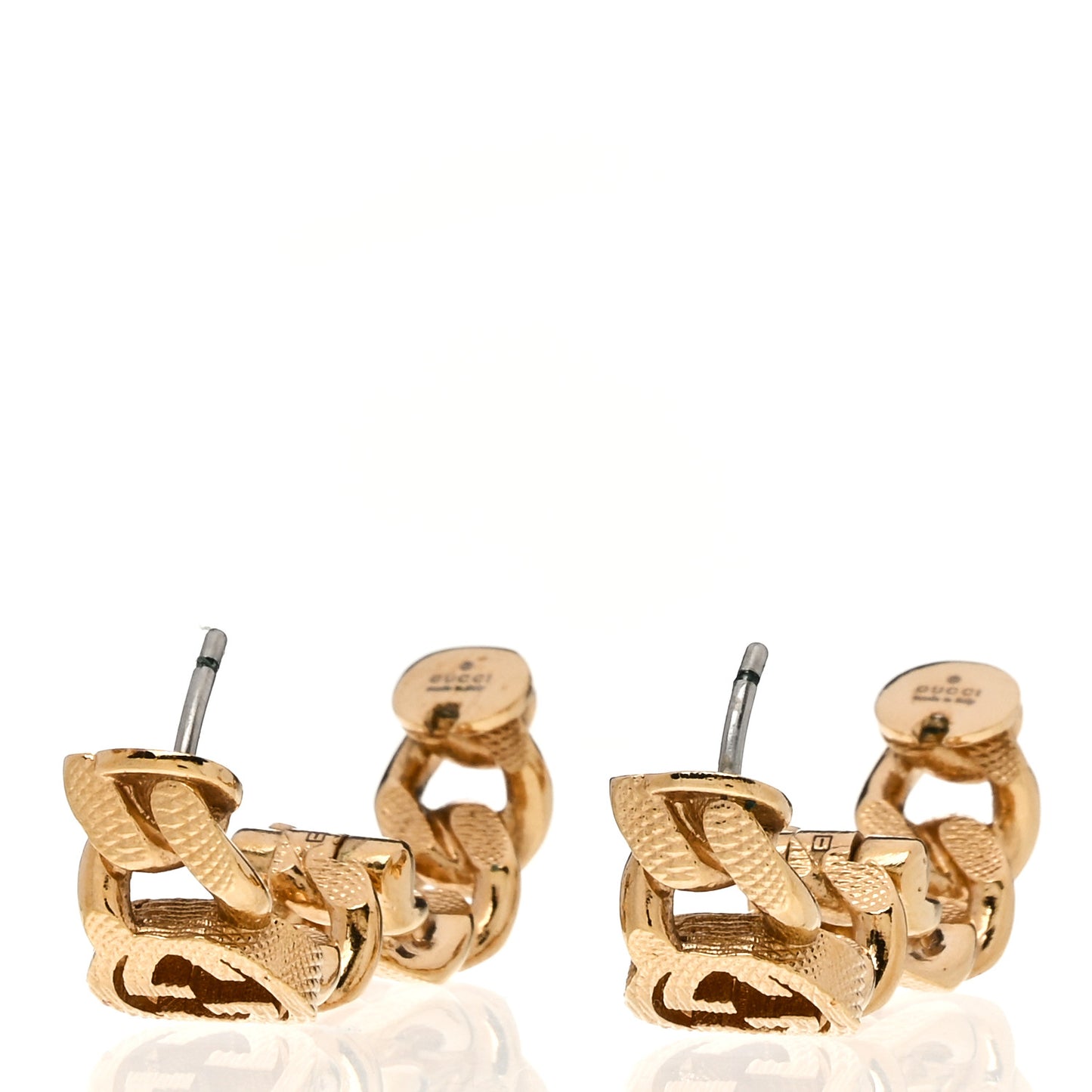 Metal Interlocking G Gourmette Chain Hoop Earrings Gold