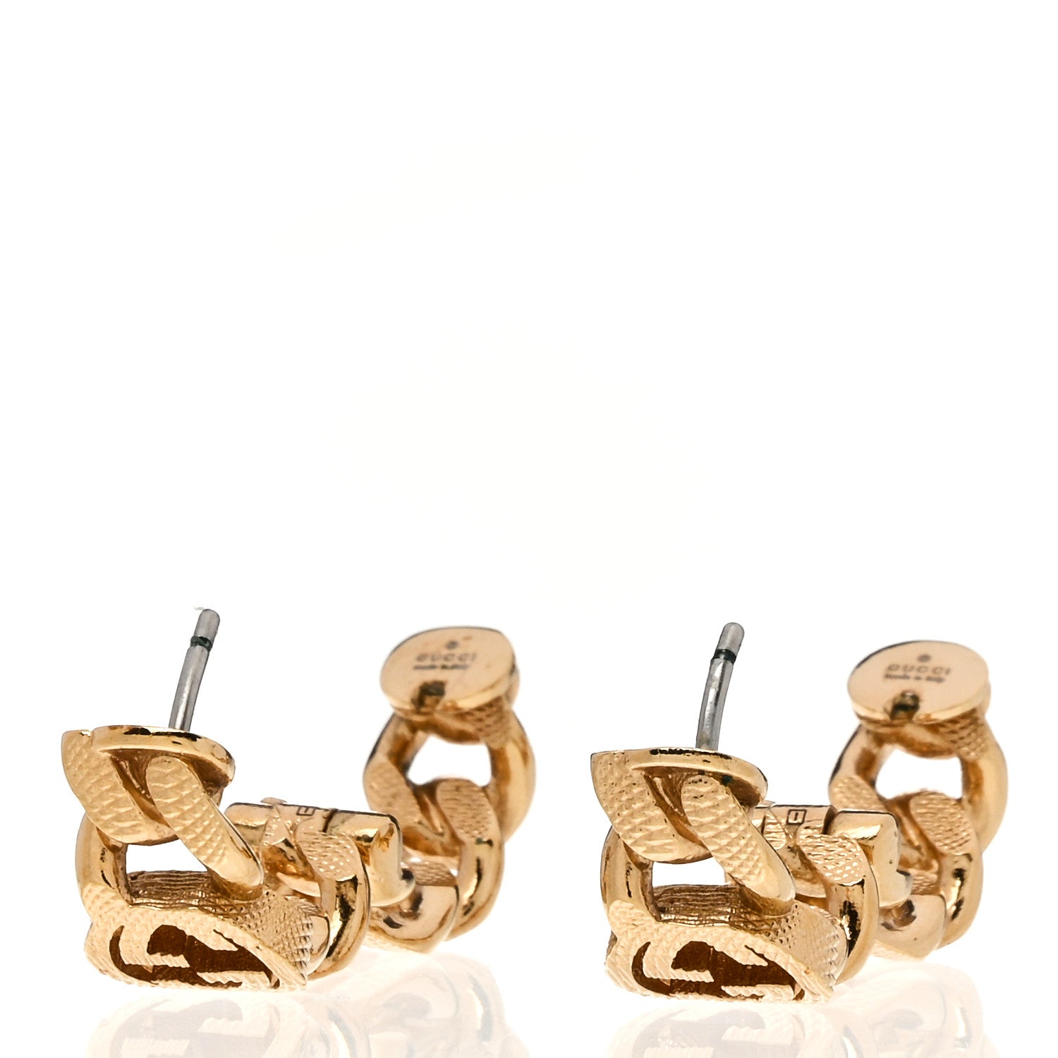 Gucci Metal Interlocking G Gourmette Chain Hoop Earrings Gold 3 of 5