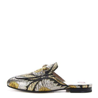 Gucci Jacquard Floral Womens Princetown Slippers 36 Oro Black 1 of 9