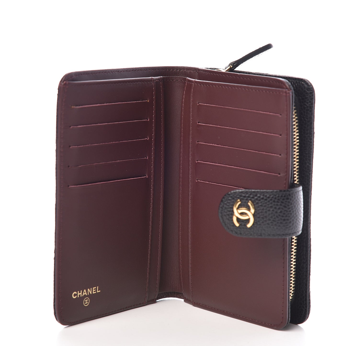 Caviar Quilted Zipped Pocket Wallet Black