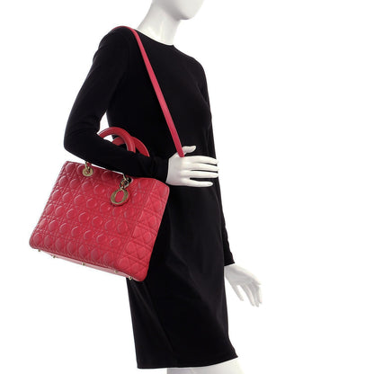 Christian Dior Lambskin Cannage Large Lady Dior Fuchsia 2 of 14