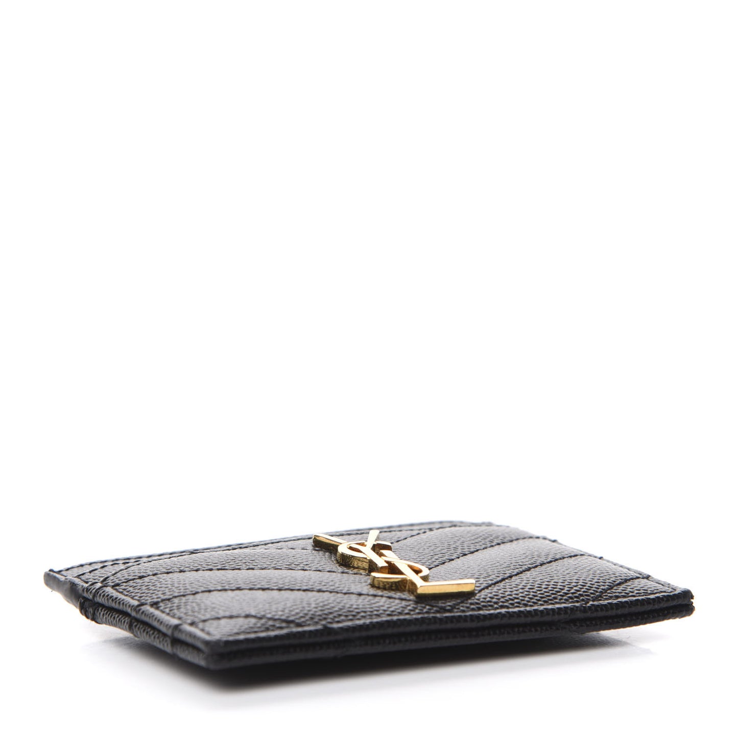 Grain De Poudre Matelasse Chevron Monogram Credit Card Case Black