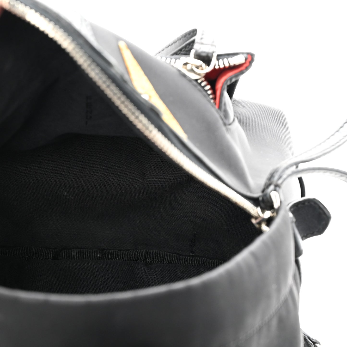 Nylon Vitello Dolce Goat Fox Fur Crocodile Monster Eyes Mini Backpack Black Sunflower