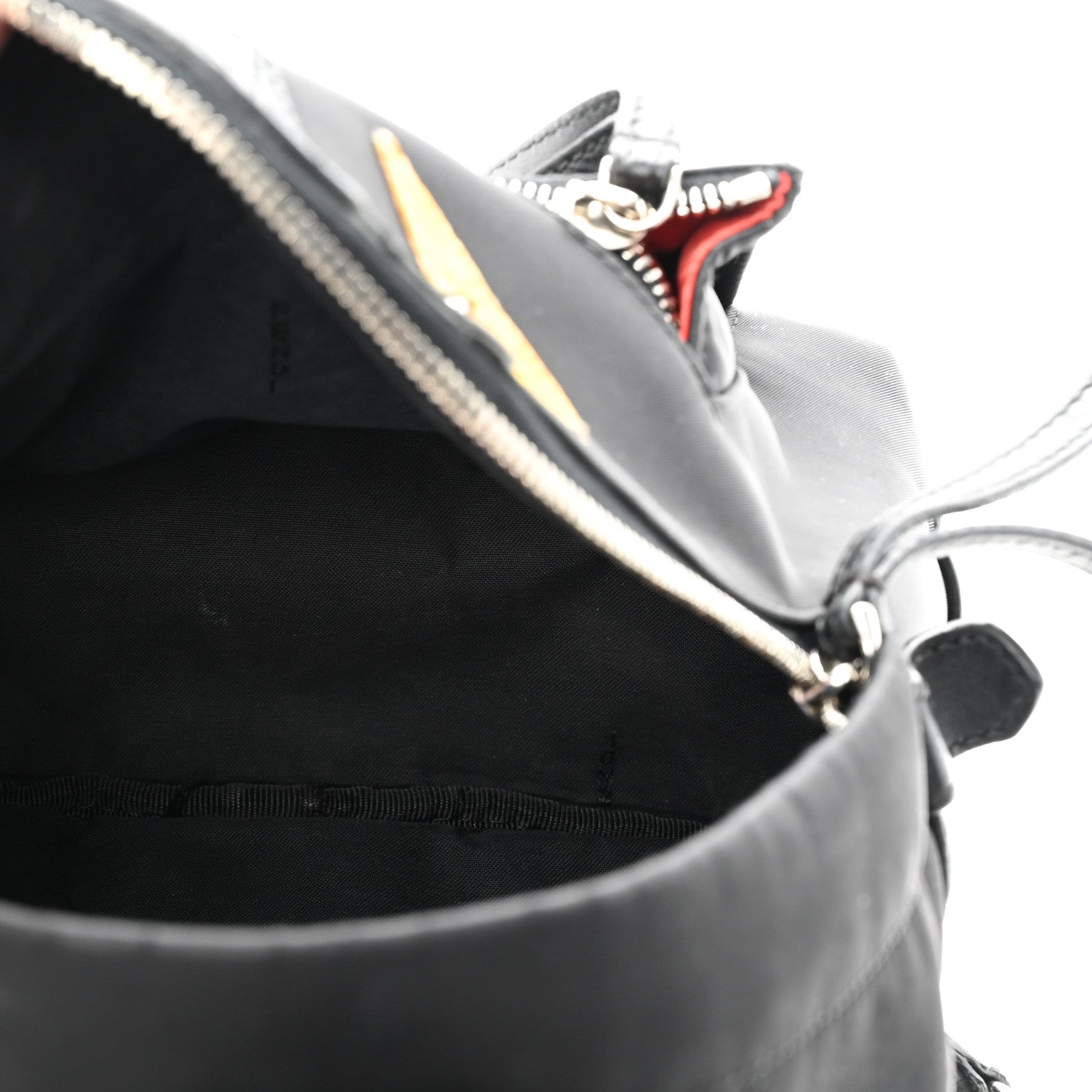 Fendi Nylon Vitello Dolce Goat Fox Fur Crocodile Monster Eyes Mini Backpack Black Sunflower 5 of 11