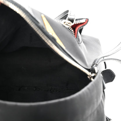 Fendi Nylon Vitello Dolce Goat Fox Fur Crocodile Monster Eyes Mini Backpack Black Sunflower 5 of 11