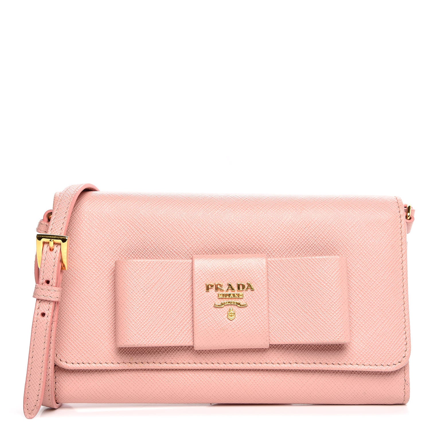 Prada Saffiano Fiocco Bow Flap Wallet Orchidea 1 of 9
