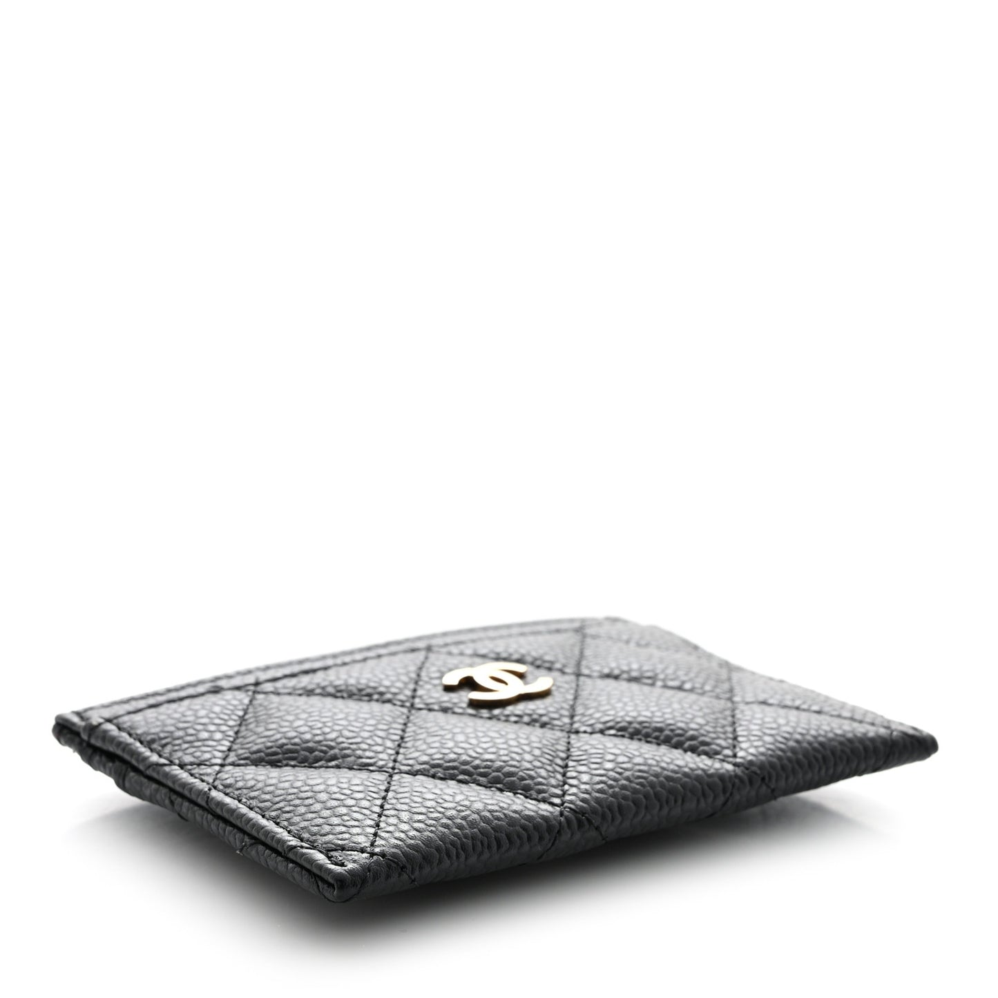 Caviar Quilted Card Holder Black