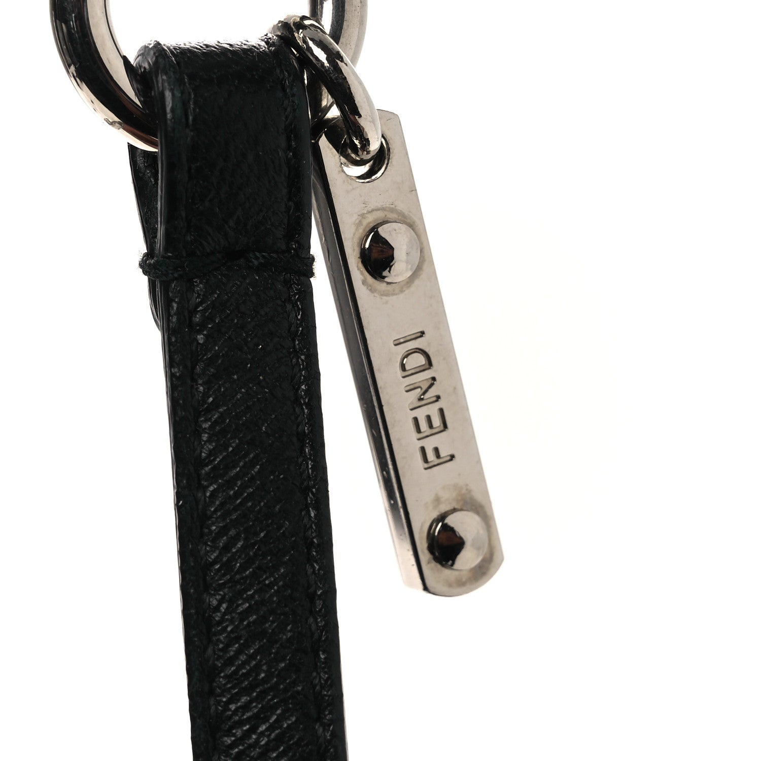 Fendi Lambskin Fox Fur Super Karlito Pom Pom Bag Charm Black White 3 of 6