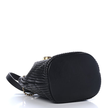 Chanel Iridescent Crumpled Calfskin Coco Pleats Small Drawstring Bag Black 3 of 4