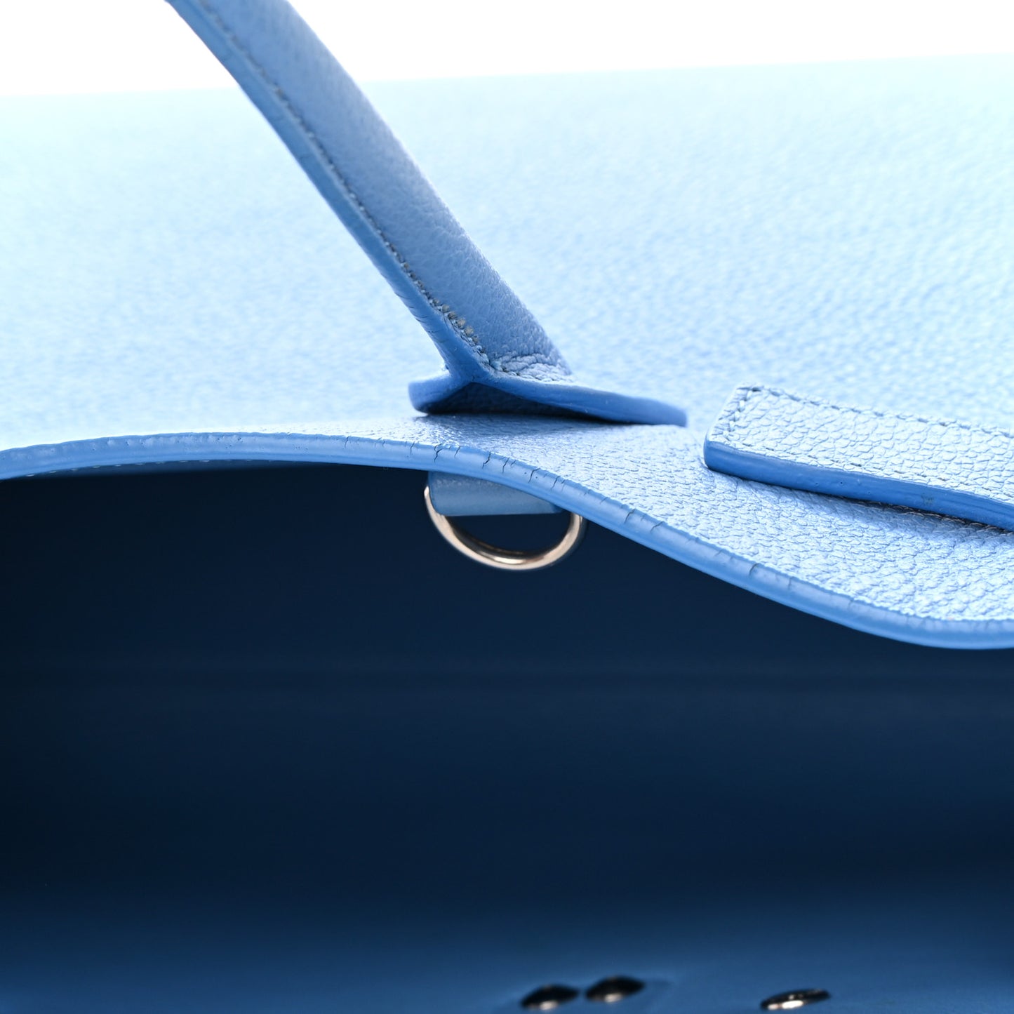 Grained Calfskin Baby Sac De Jour Blue Clair