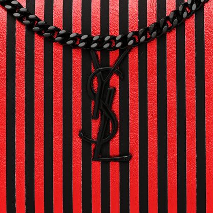 Saint Laurent Metallic Striped Monogram Chain Wallet Red Black 8 of 12
