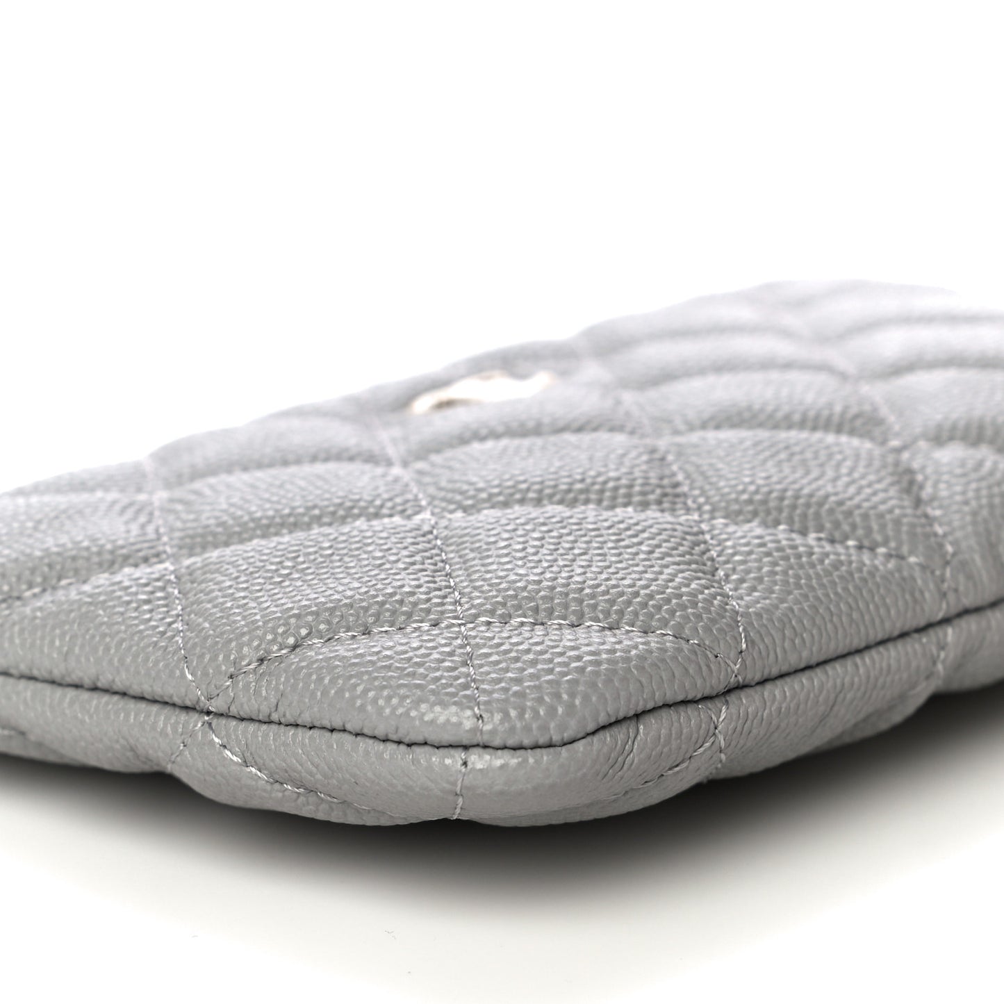 Caviar Quilted Small Cosmetic Case Grey