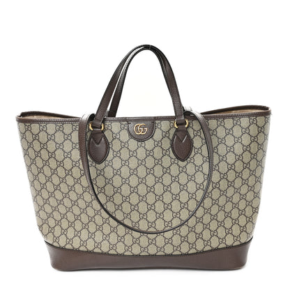 Gucci GG Supreme Monogram Textured Calfskin Medium Ophidia Shoulder Tote Bag Beige Ebony New Acero 1 of 11