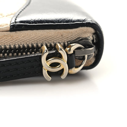 Chanel Aged Calfskin Quilted Large Gabrielle Zip Around Wallet Beige Black 9 of 12