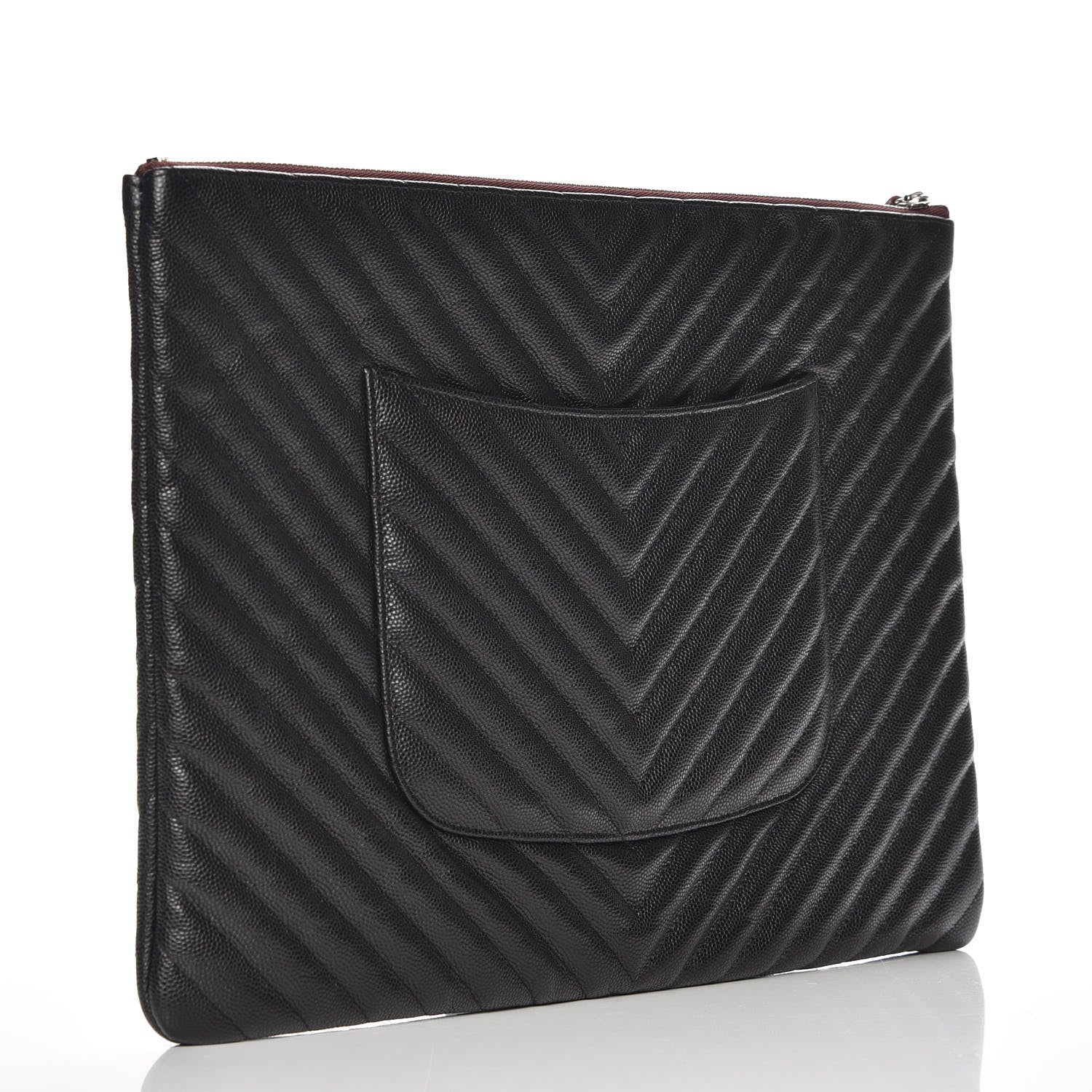 Chanel Caviar Chevron Quilted Large Cosmetic Case Black 3 of 8